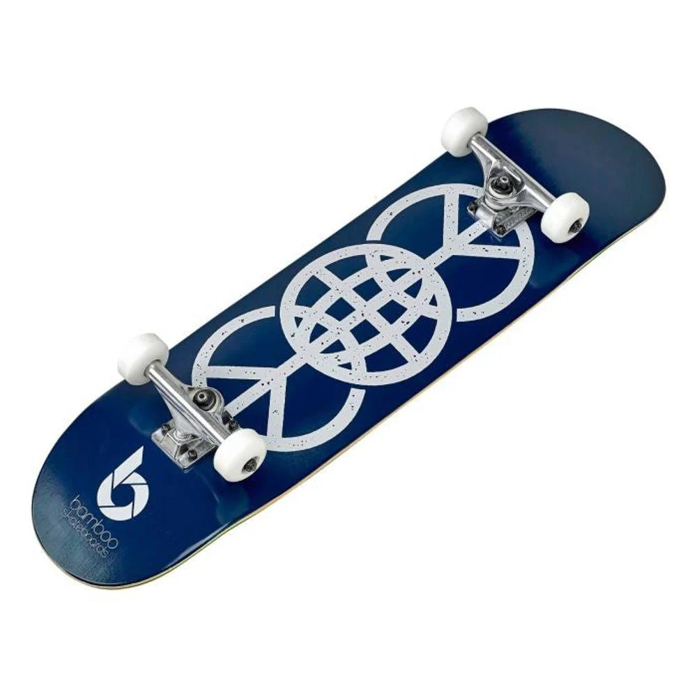 Blue World Peace Graphic Bamboo Skateboard - Image 4