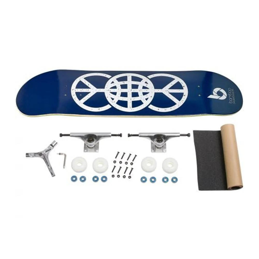Blue World Peace Graphic Bamboo Skateboard - Image 5